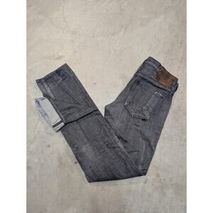 Prps Noir Selvedge Jeans Mens 32x35 Gray Denim Distressed Red Line